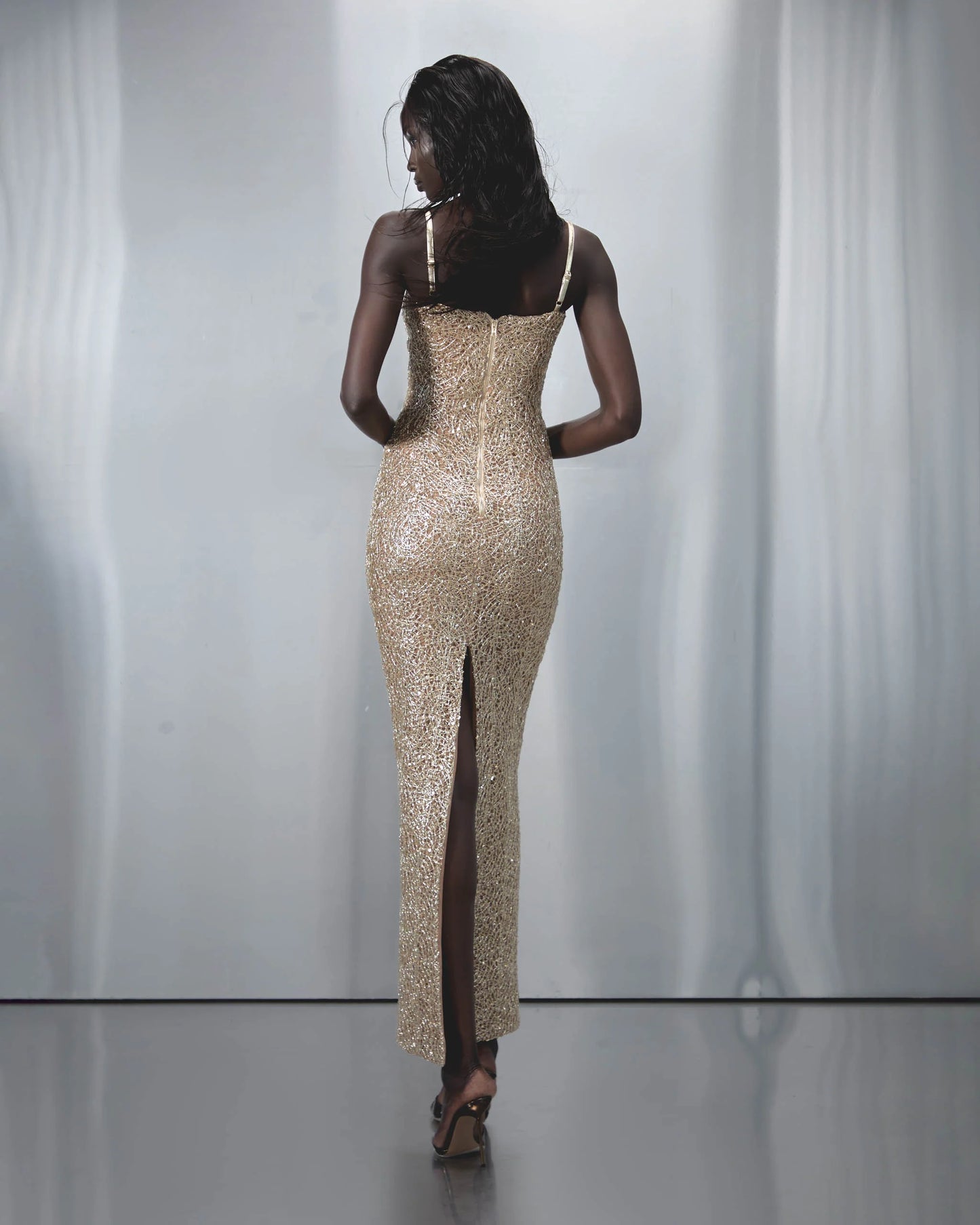 The Dolls House Sira Maxi Dress in Gold