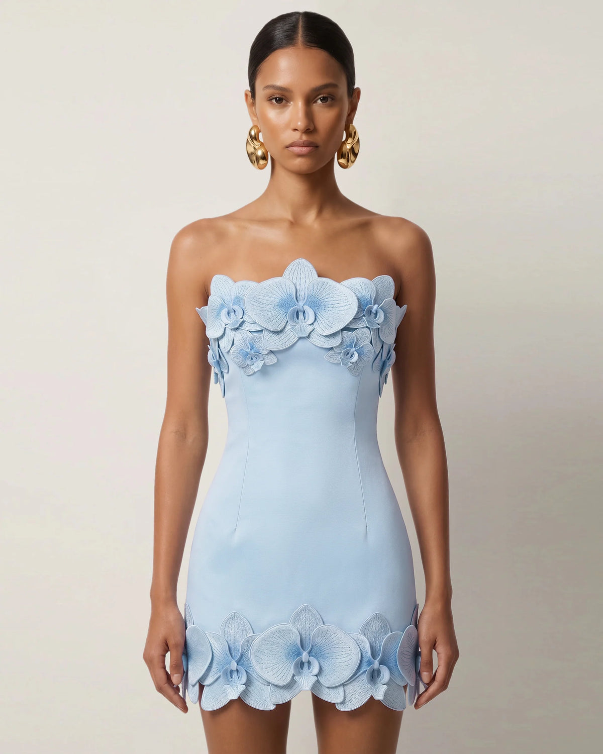 JW PEI Orchid Trim Strapless Mini Dress in Blue