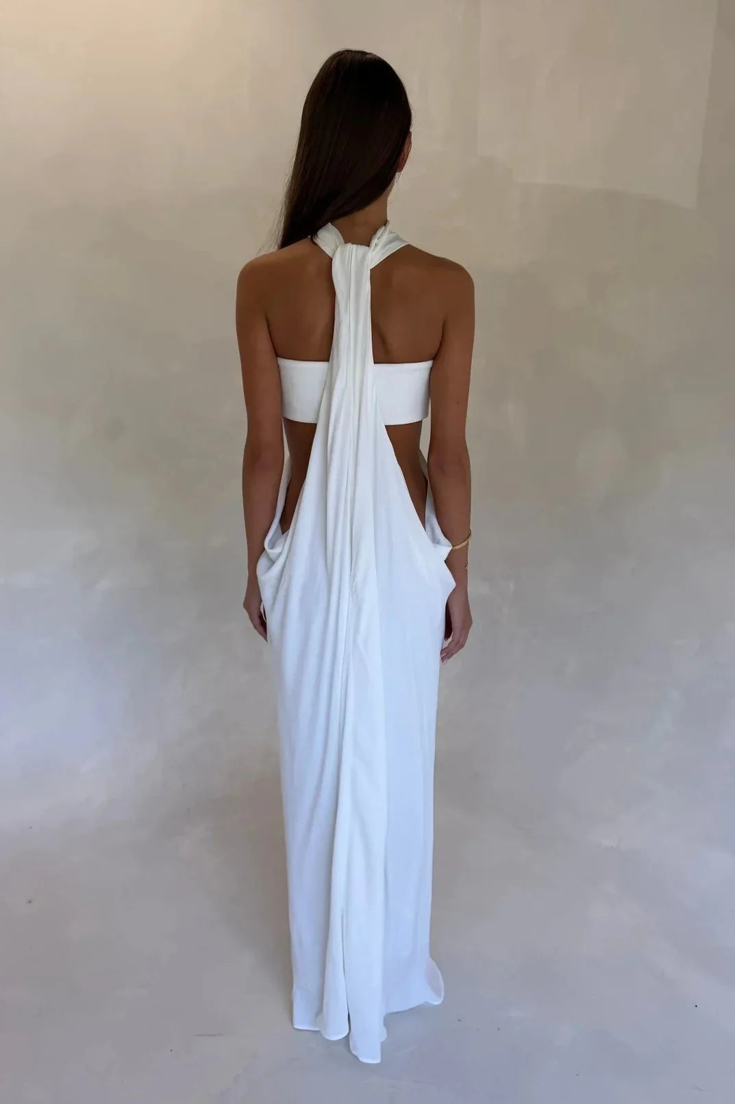 Sneaky Link Phoebe Draped Maxi Dress White