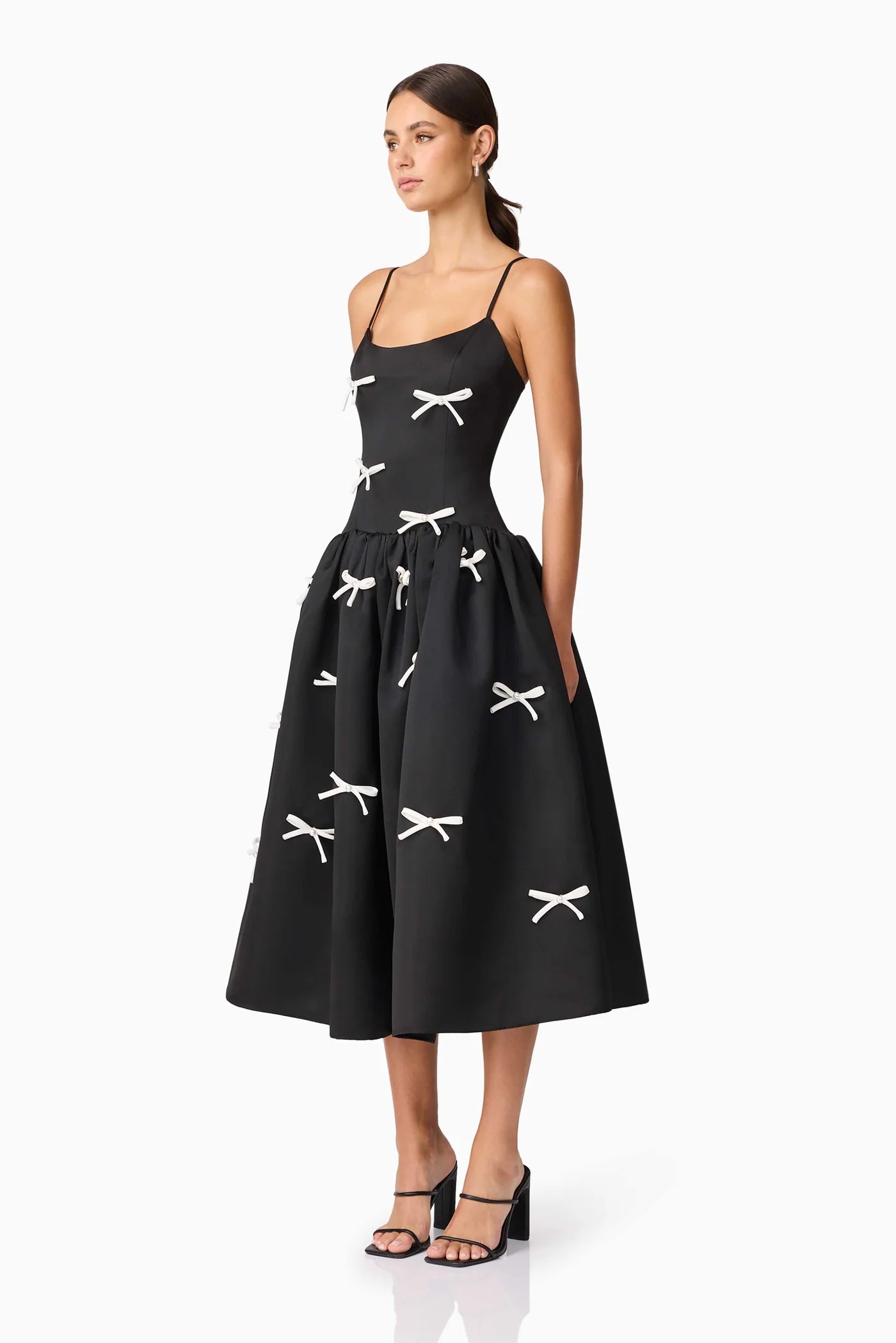 Eliatt Ursula A-Line Midi Dress in Black