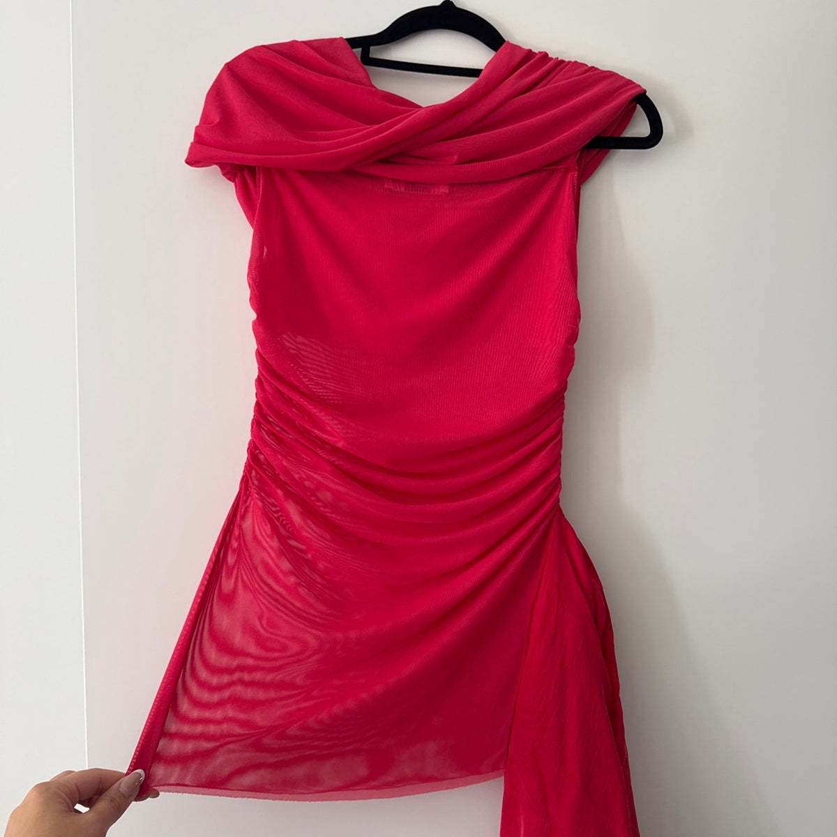 BENNI Nico Off Shoulder Mini Dress Watermelon - SIZE 10 (FOR SALE)