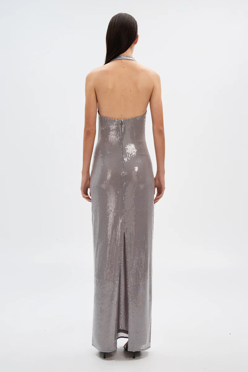 misha silver dress Misha Sapphire Sequin Dress