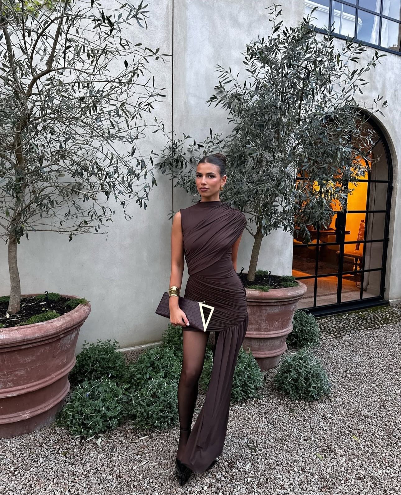 De La Vali Ravenna Mini Dress in Chocolate Brown Jersey The Dress Nook De La Vali Ravenna Mini Dress in Chocolate Brown Jersey The Dress Nook