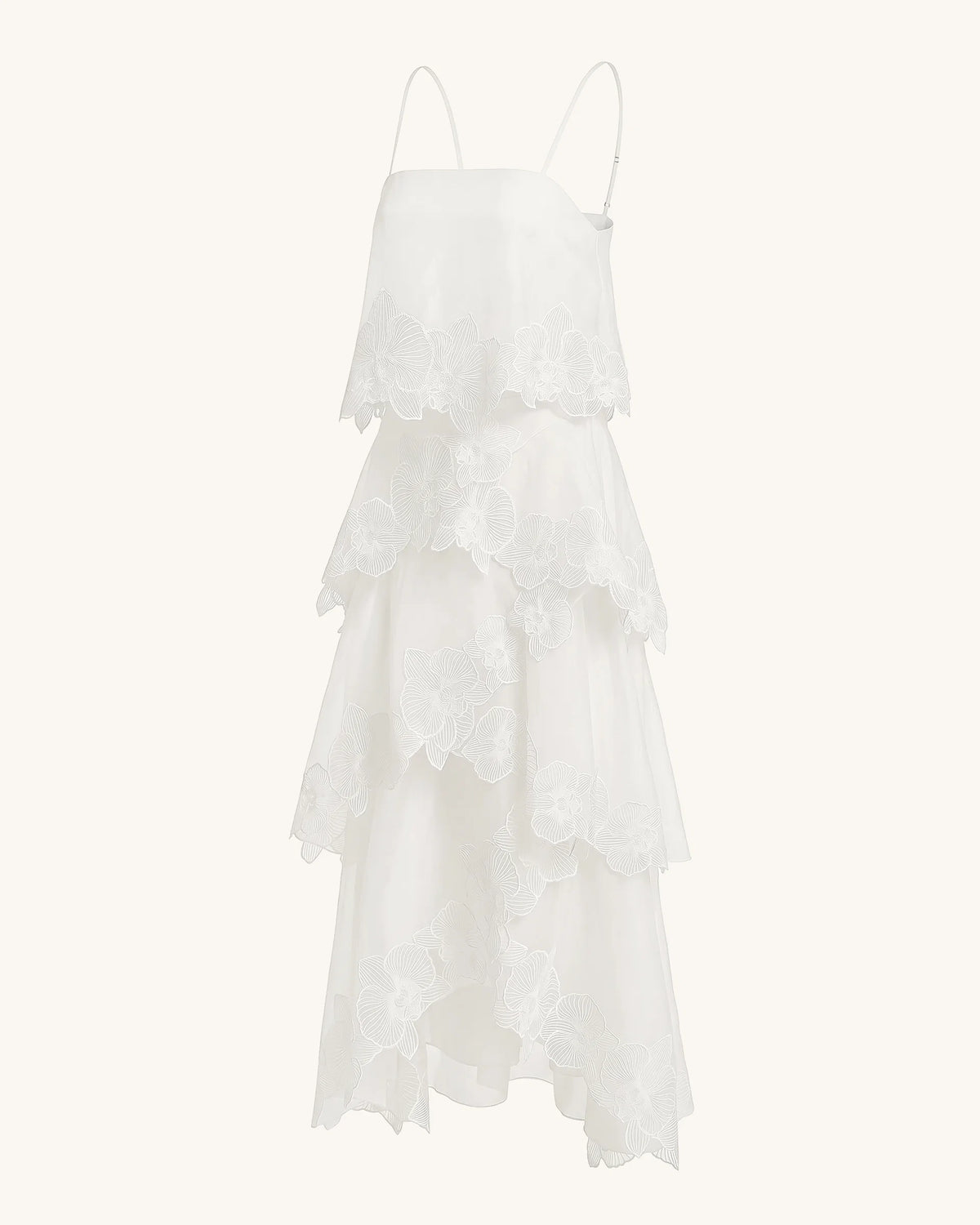 JW PEI Orchid Embroidered Layered Maxi in White