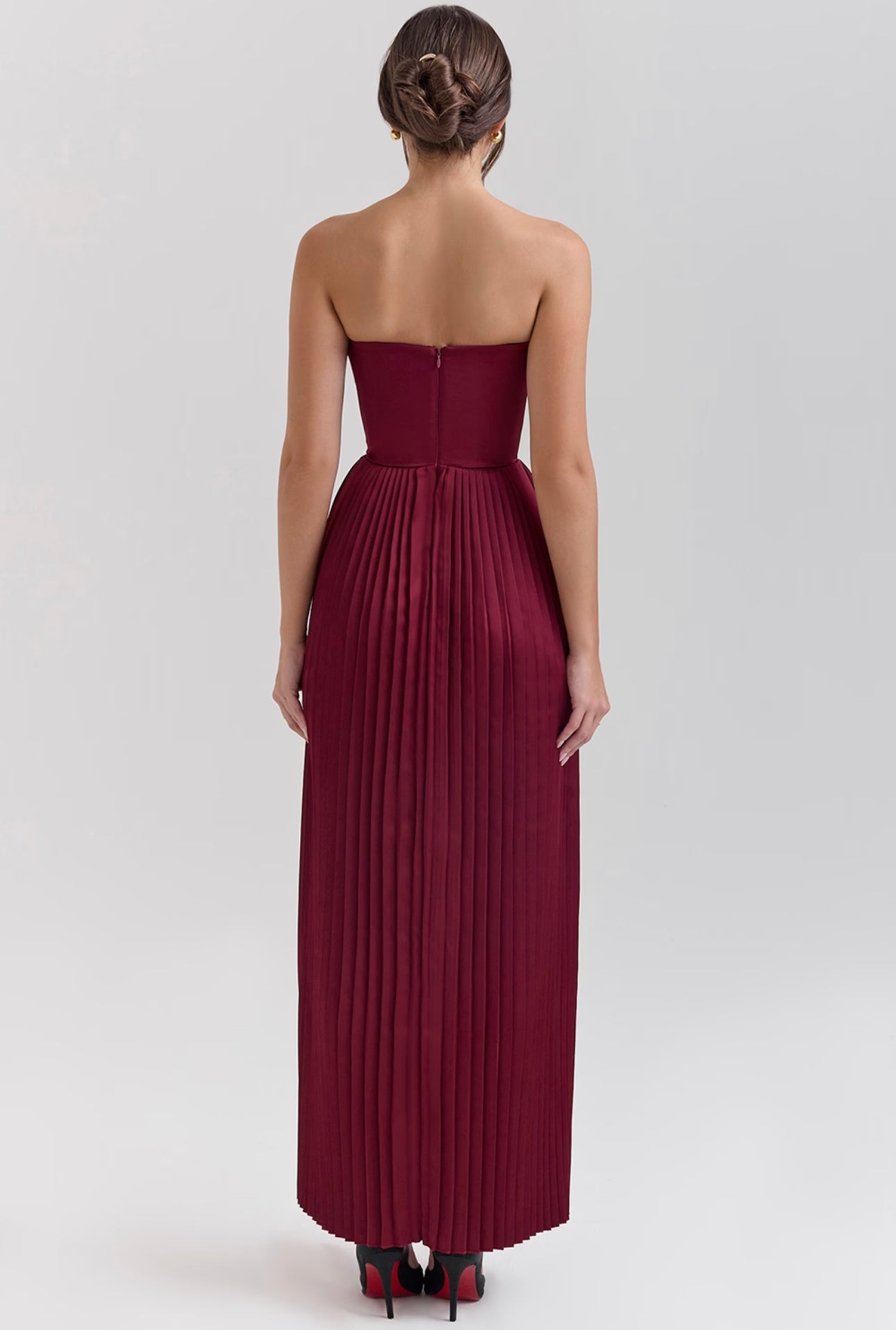 House of CB Marcella Berry Pleated Maxi Dress