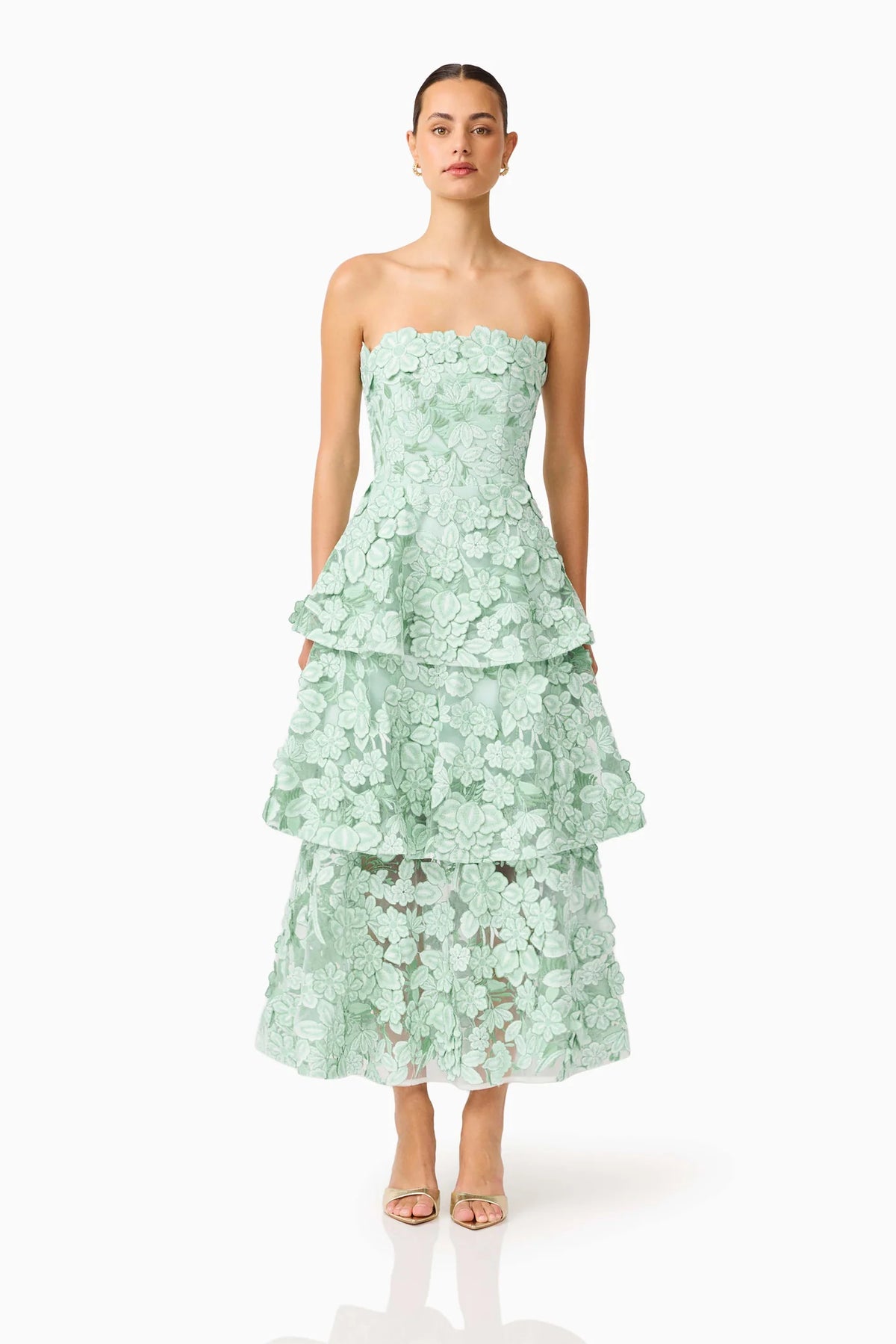 Elliatt Roseate Tiered Maxi in Mint Green