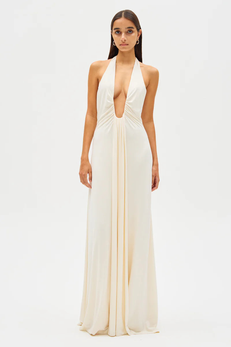 Misha Jennifer Cupro Maxi Dress Ivory