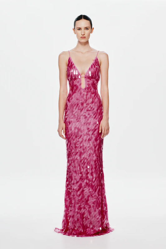 Misha Sapphire Sequin Dress Fuchsia