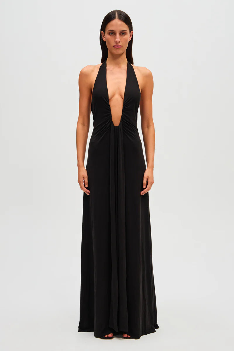 Misha Jennifer Cupro Maxi Dress Black