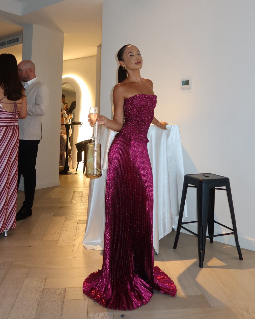 L'IDÉE Maya Gown Sangria Glitter