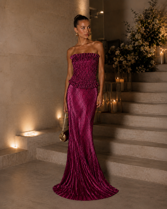 L'IDÉE Maya Gown Sangria Glitter