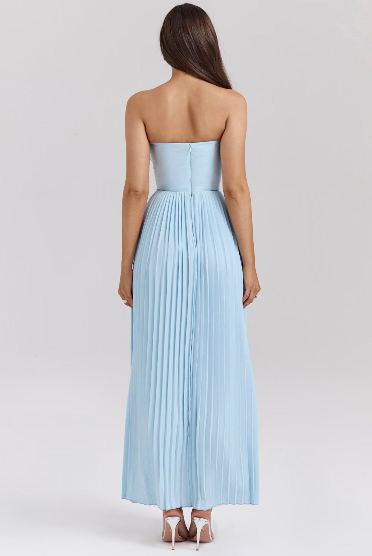 House of CB Marcella Ocean Blue Pleated Maxi Dress