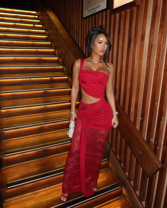 Deconduarte Paradiso Lace Maxi Dress Berry