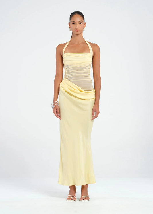 BENNI Gina Halter Dress Butter