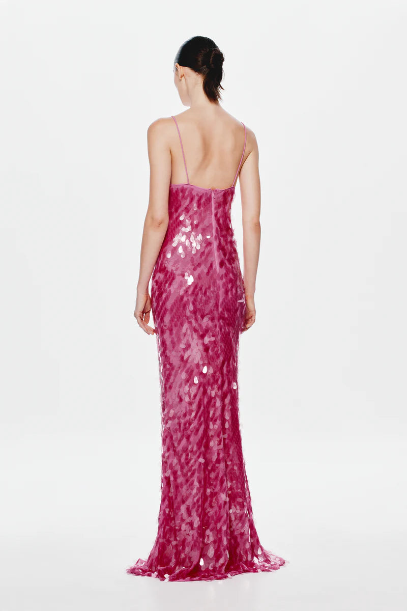 Misha Sapphire Sequin Dress Fuchsia