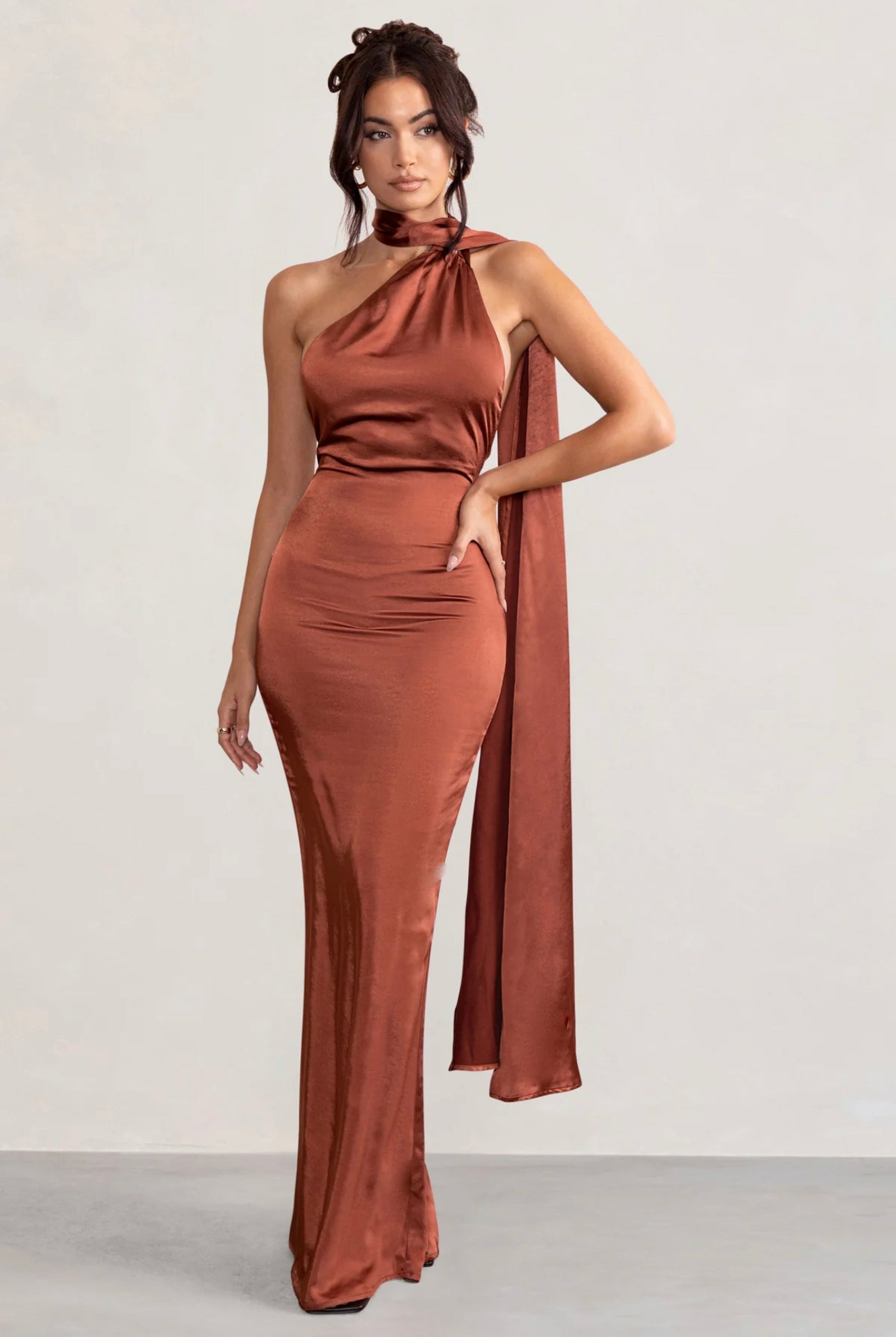 SALE- Club L London Mademoiselle Satin Maxi Dress