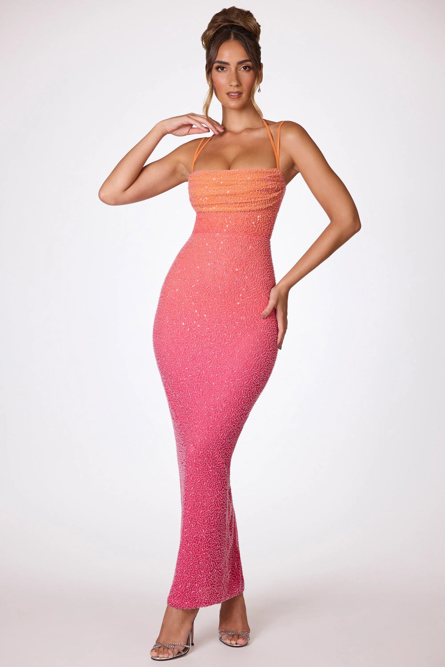 Oh Polly Monte Carlo Embellished Maxi Dress Ombré