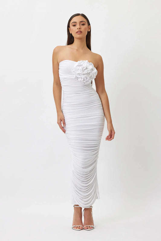 Bianca and Bridgett Tara Midi Dress White