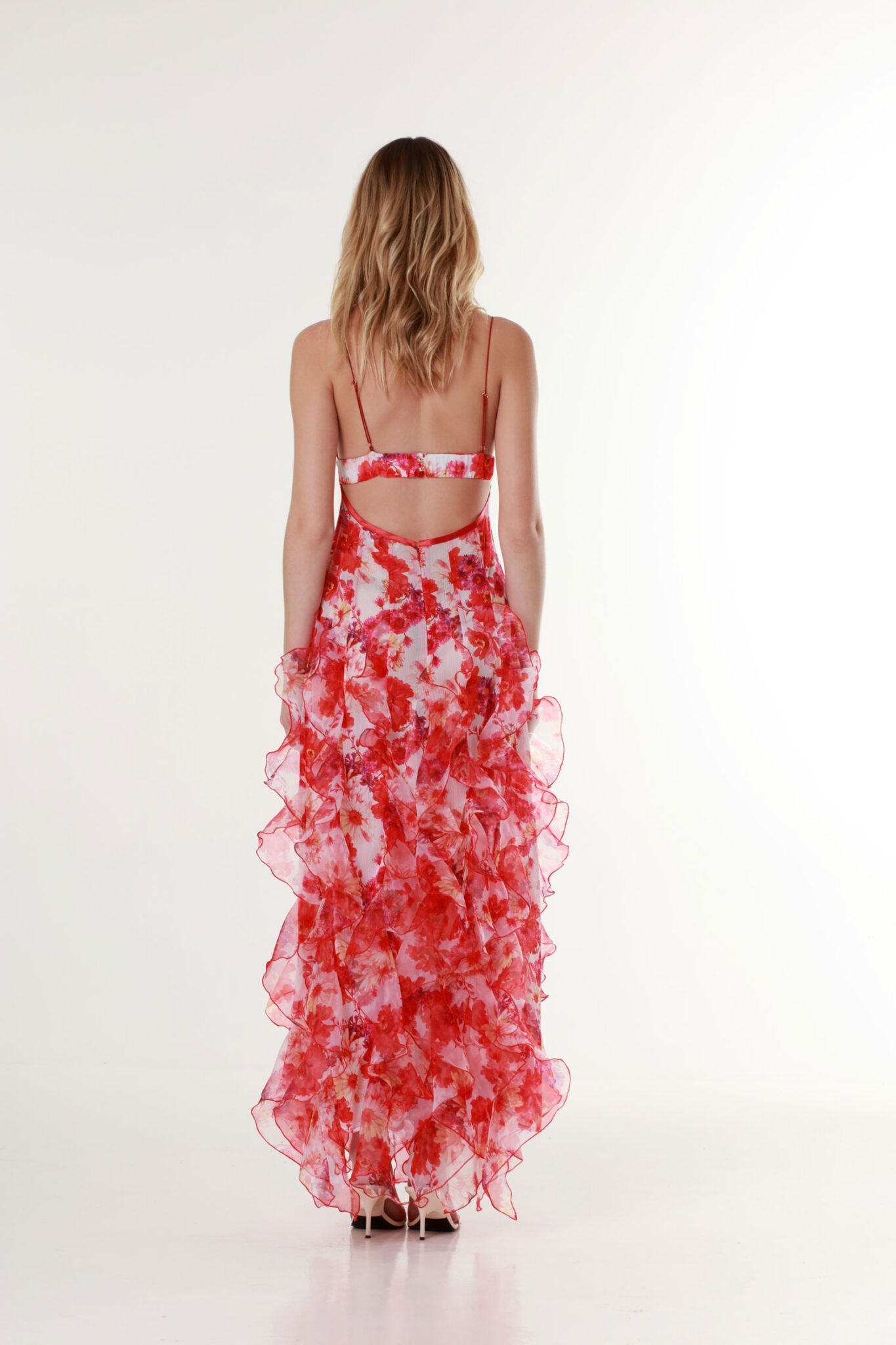 MENTI Santorini Red Floral Maxi Dress