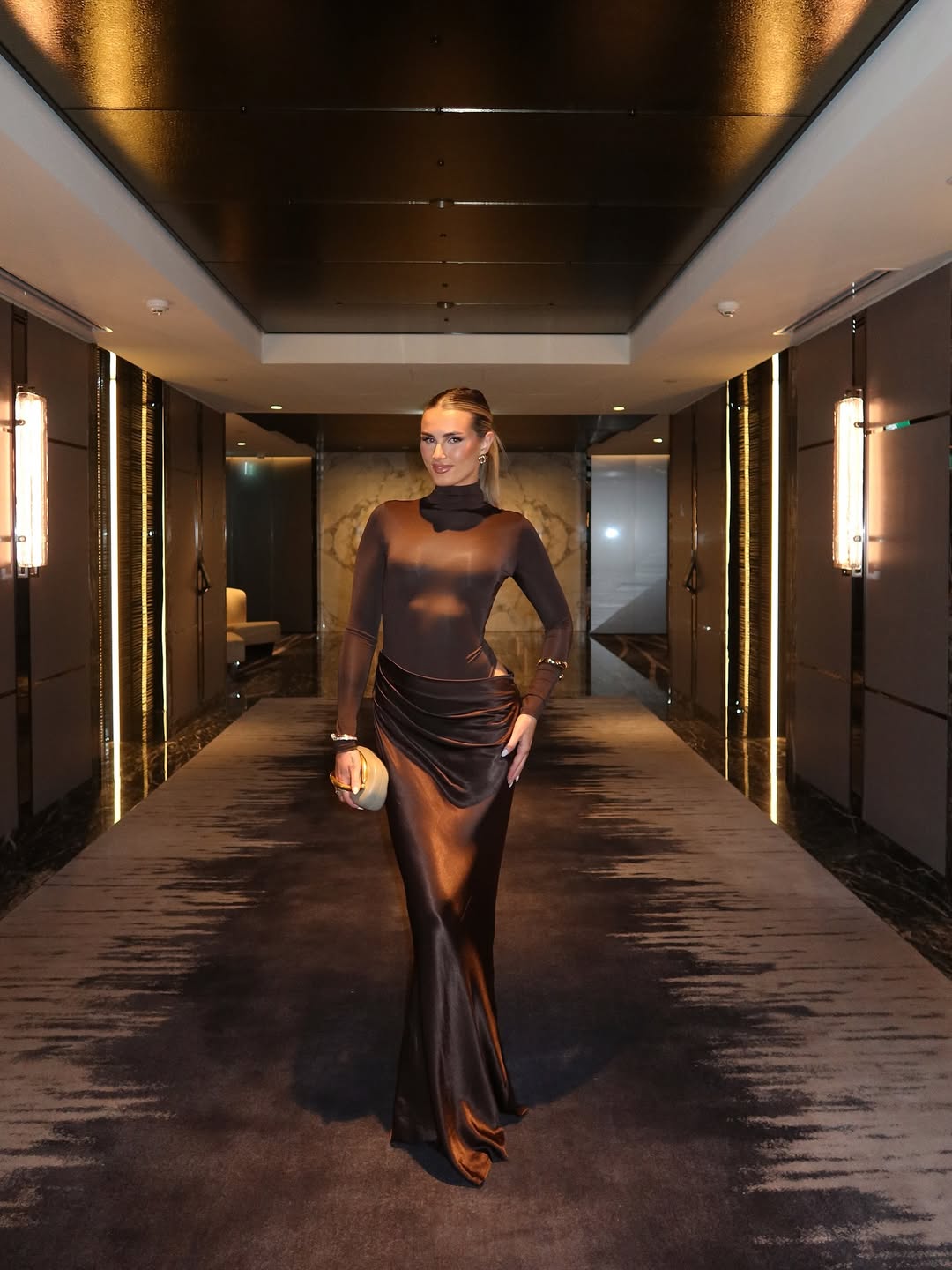 Henne Soraia Long Sleeve Dress Chocolate