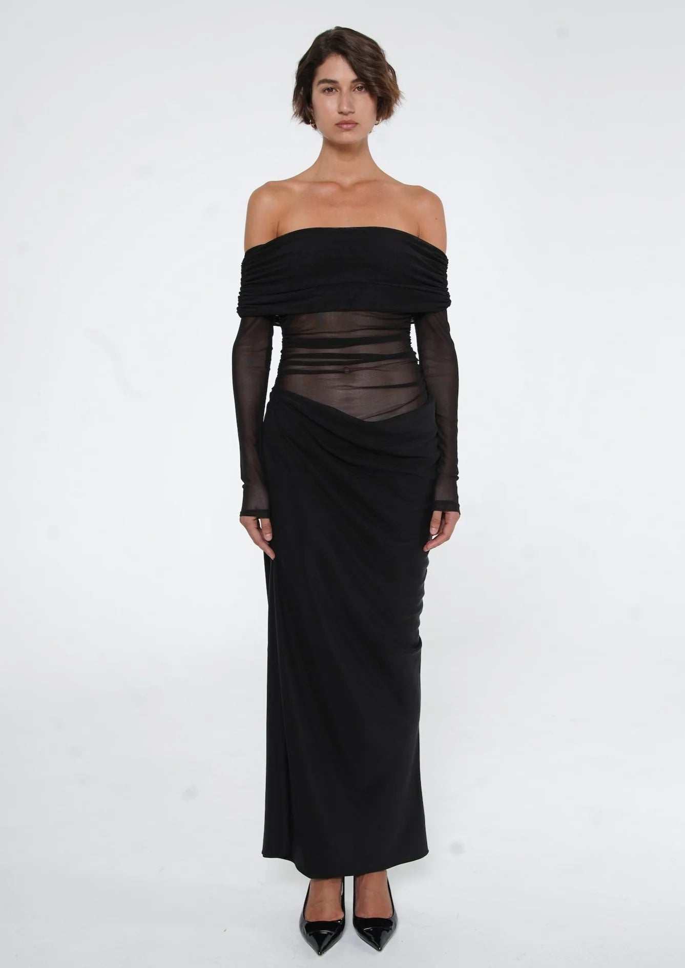 BENNI Yasmin Off Shoulder Maxi Dress Black