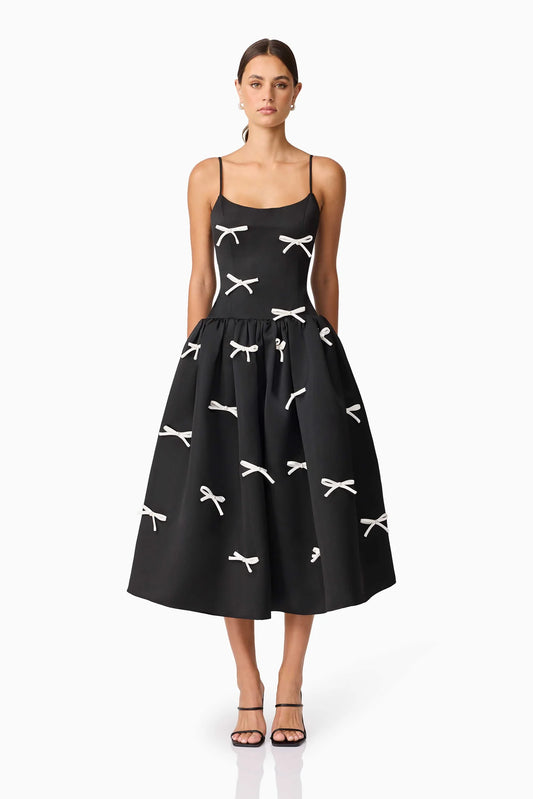 Eliatt Ursula A-Line Midi Dress in Black