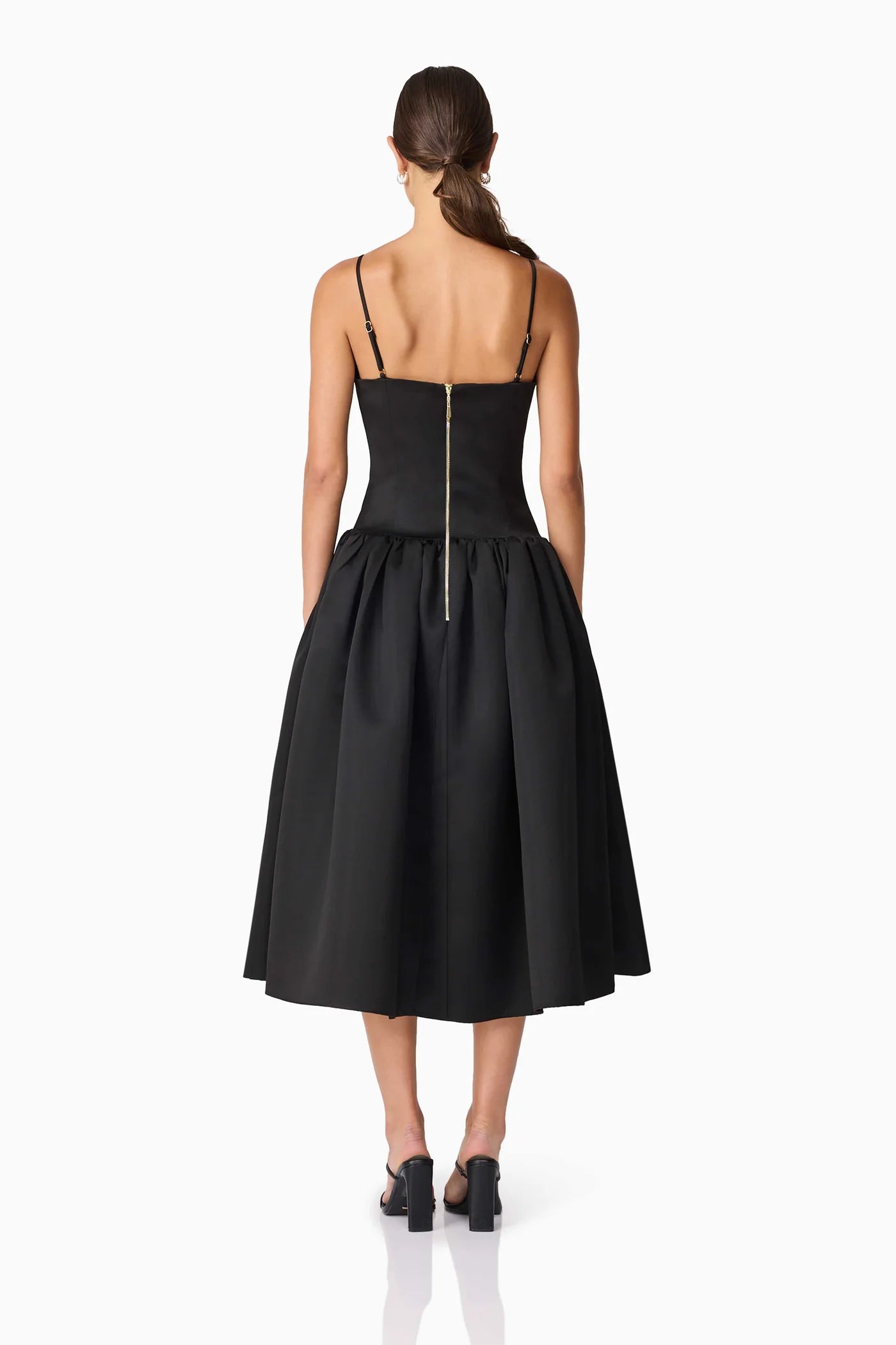 Eliatt Ursula A-Line Midi Dress in Black