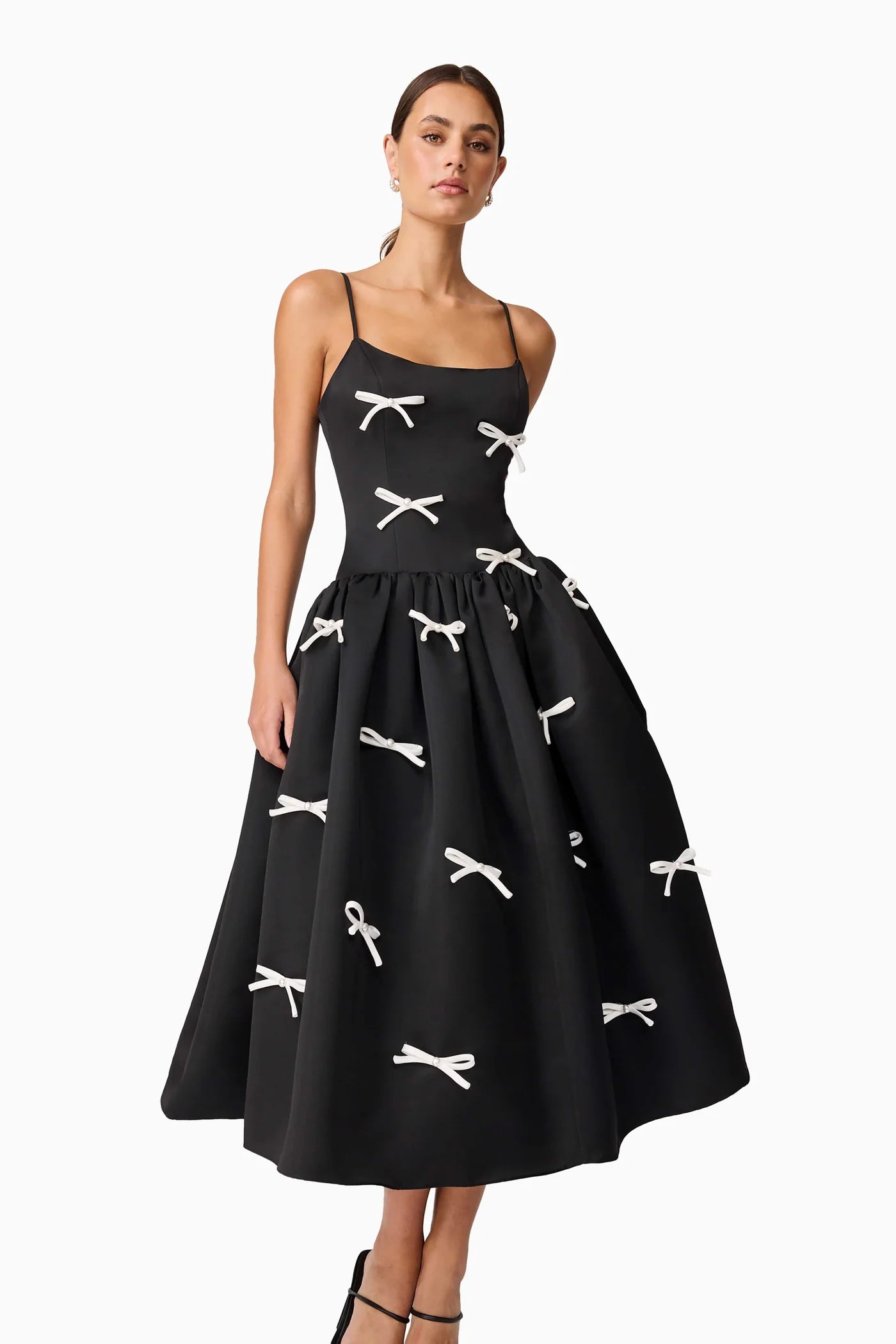 Eliatt Ursula A-Line Midi Dress in Black