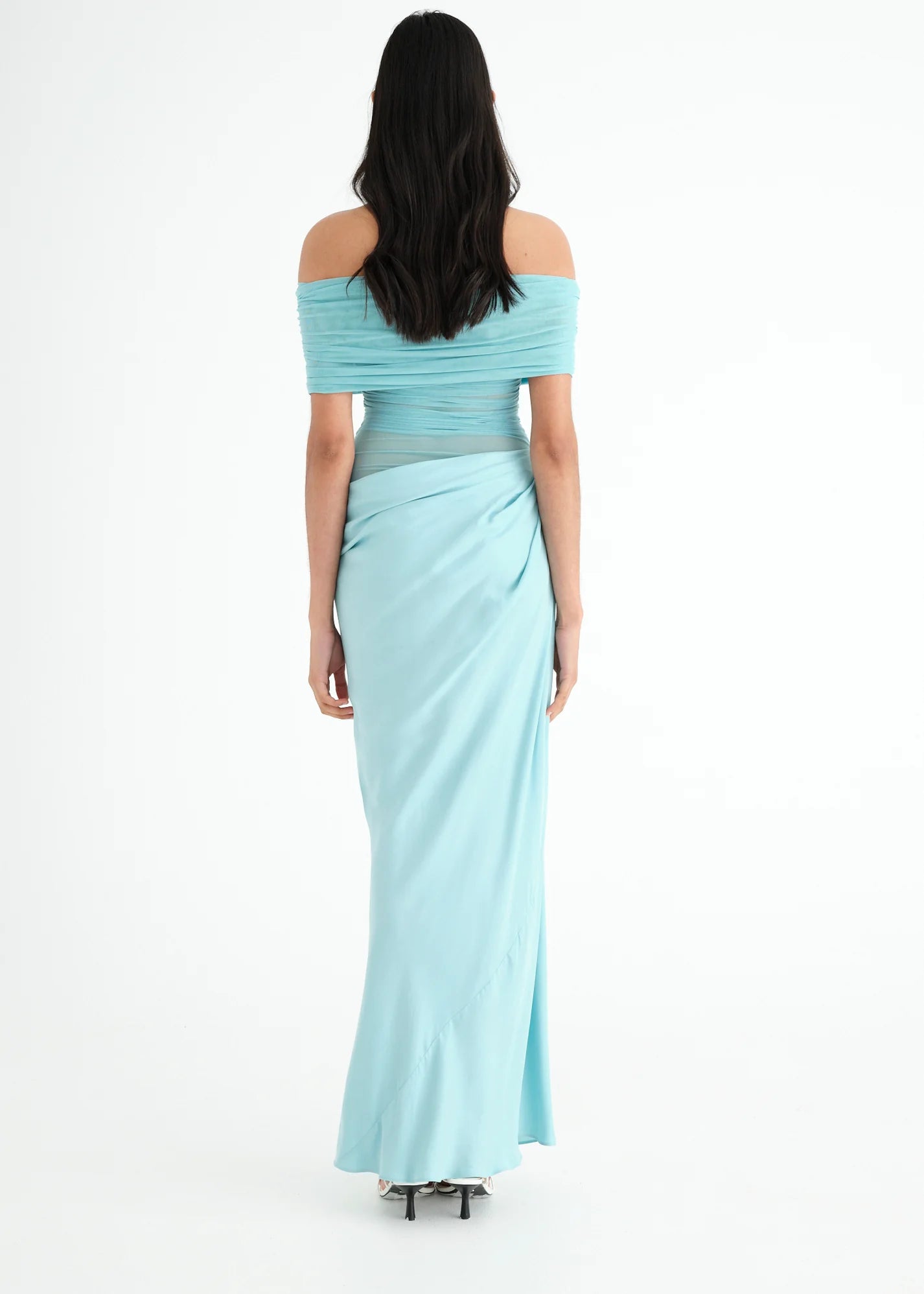 BENNI Nico Off Shoulder Maxi Dress Aquamarine