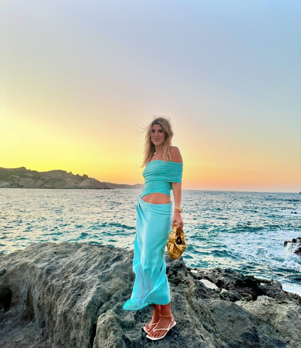 BENNI Nico Off Shoulder Maxi Dress Aquamarine