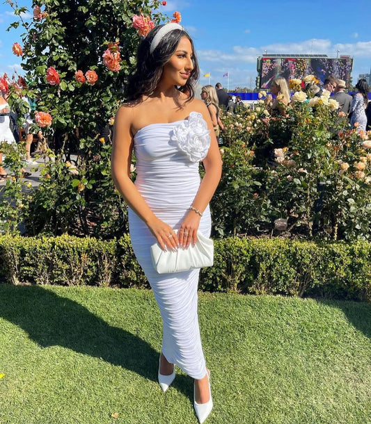 Bianca and Bridgett Tara Midi Dress White