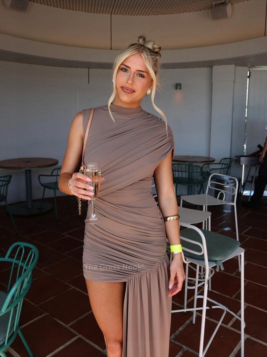 De La Vali Ravenna Mini Dress in Taupe