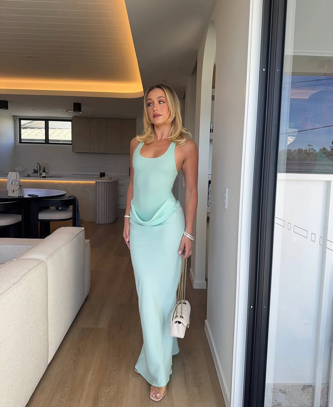 BENNI Jade Maxi Dress in Bleached Aqua